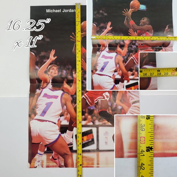 Michael Air Jordan Vintage Pull-Out Poster 1989 Chicago Bulls 80s Double Sided - Picture 4 of 10